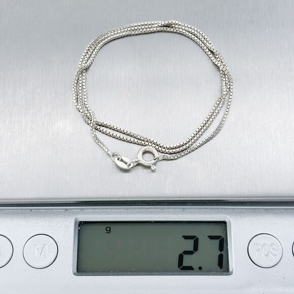 Vintage AGI Italy Sterling Silver 925 1.0mm Box Chain Necklace 16" - Picture 3 of 3